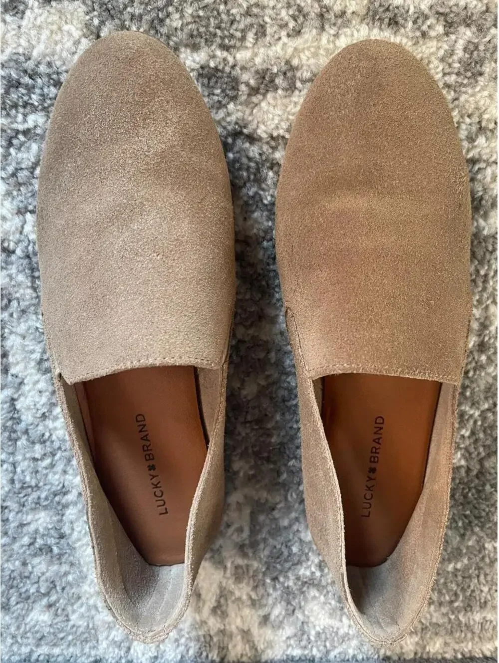 Lucky Brand Beige Suede Slip-On Loafers